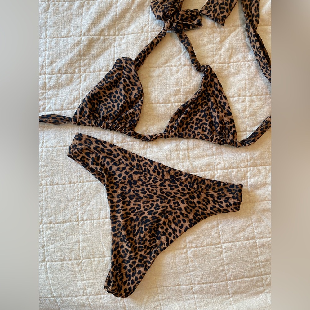 Stone Fox Swim leopard bikini top and bottom